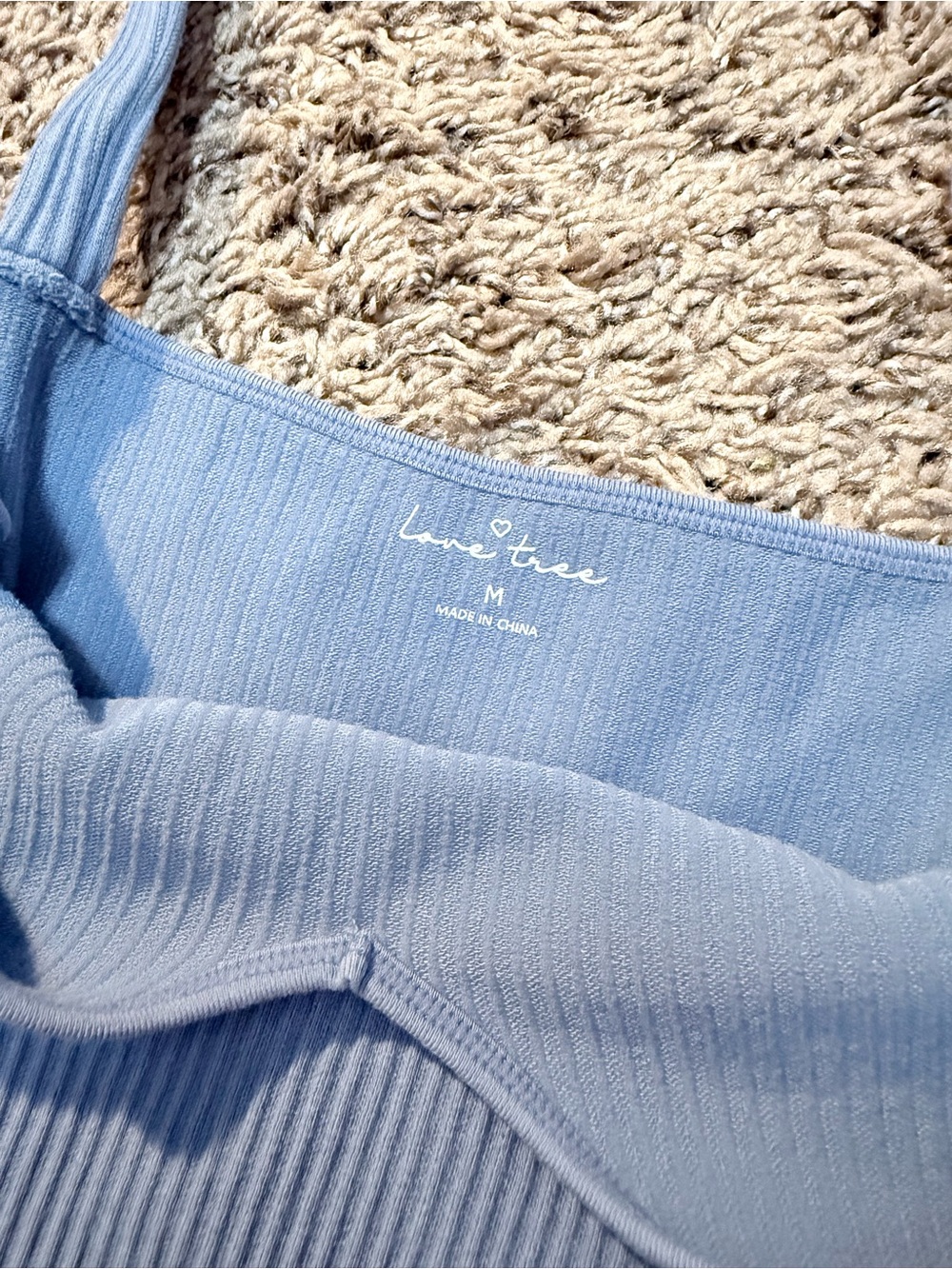 ☀️ Love Tree • Ribbed V-Neck Crop Tank Light Blue • Womens Medium - Picture 4 of 8
